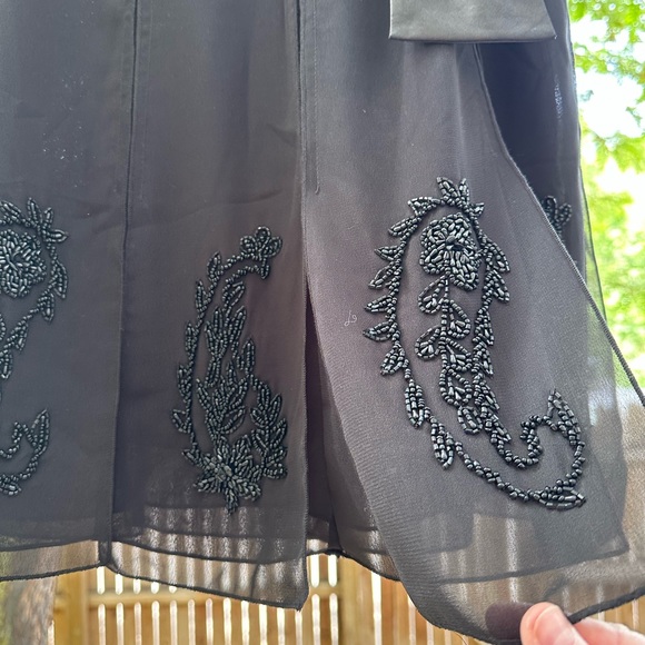 Ario NWT Black Paisley Beaded Embellished Lined Knee Length Skirt Large Holiday - Picture 3 of 16